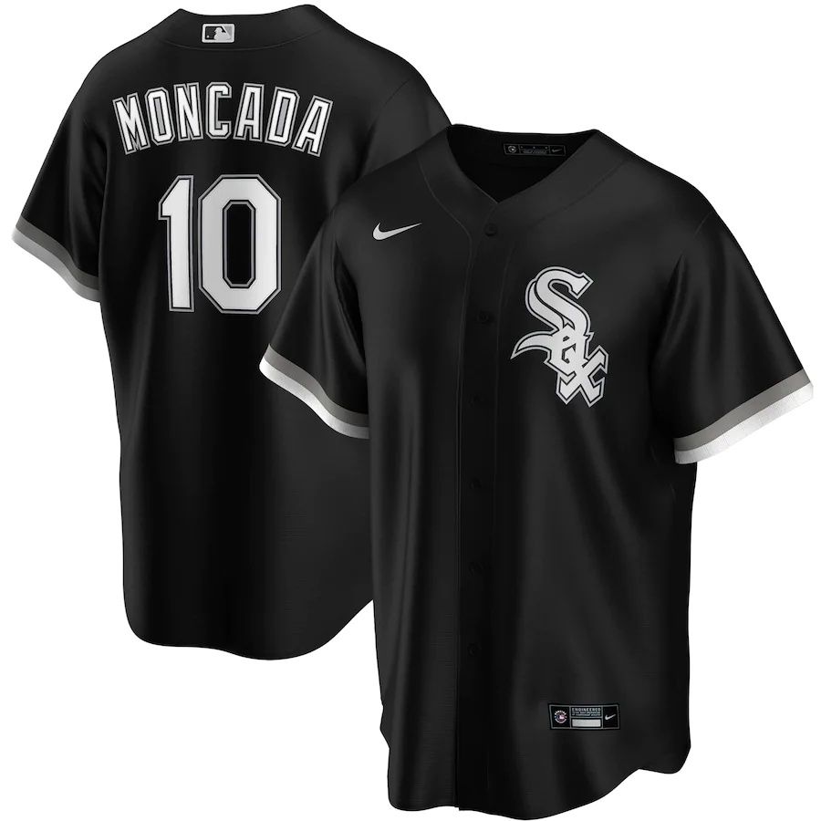 Mens Chicago White Sox #10 Yoan Moncada Nike Black Alternate Replica Player Name MLB Jerseys